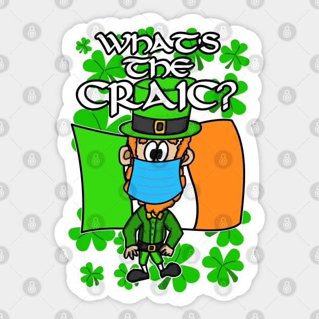 What's The Craic St Patricks Day Leprechaun Irish Sticker by doodlerob